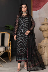 JANIQUE LUXURY CHIFFON UNSTITCHED SUIT D-018 Midnight Glamour